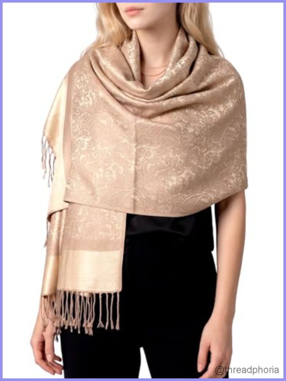 Vintage Paisley Pashmina Scarf Lightweight Wrap Shawl for Dresses Weddings